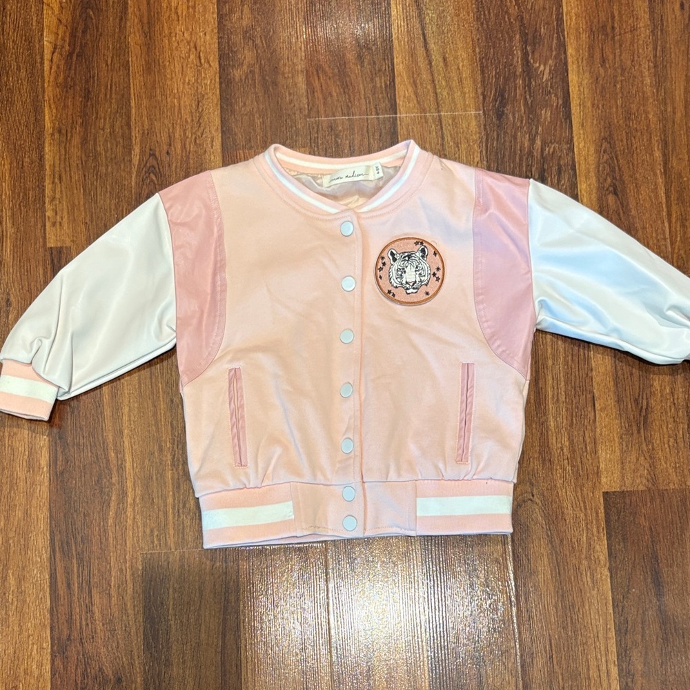 Nora Madison Pink Patch Bomber Jacket